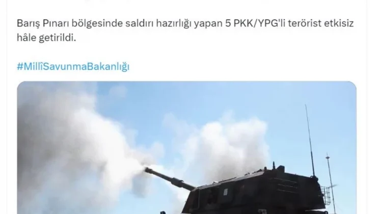 MSB: Barış Pınarı bölgesinde 5 PKK/YPG’li terörist etkisiz hale getirildi